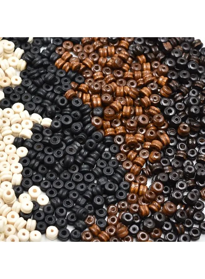 500 قطعة من الخرز الخشبي البني المتوسط ثقب مزدوج لصنع الحلي اليدوية والأعمال اليدوية DIY - Image 1